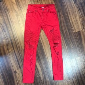 Red Distressed Jeans
